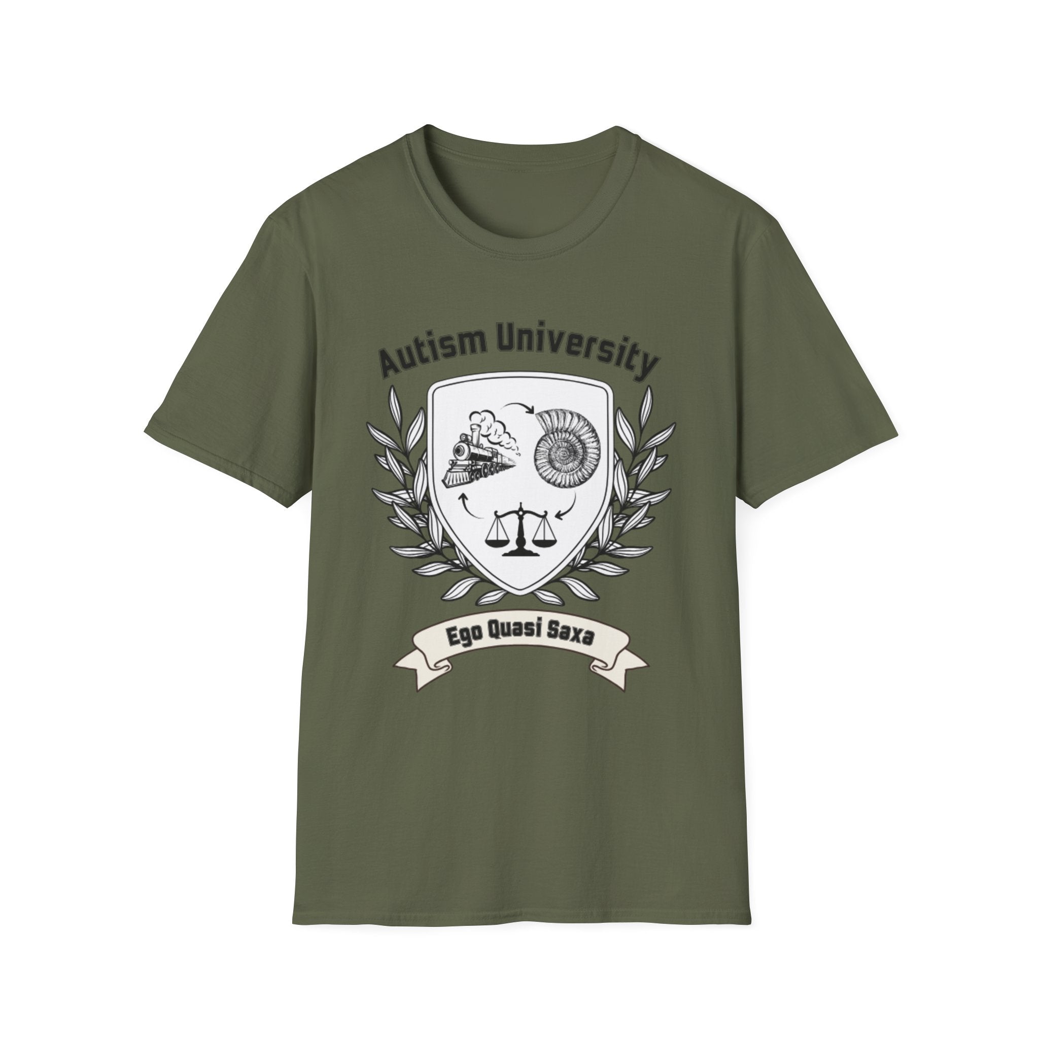 Autism University Crest T-Shirt — "Ego Quasi Saxa" Inspirational Awareness Tee
