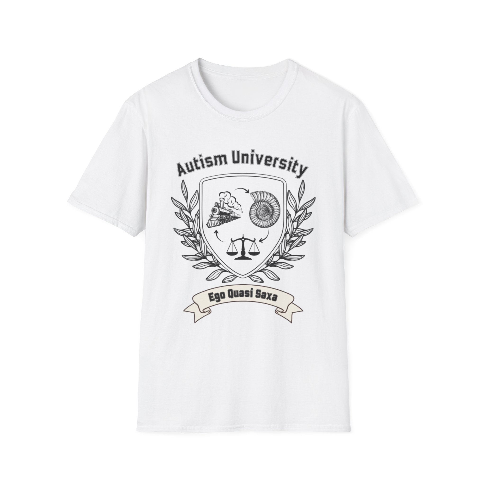 Autism University Crest T-Shirt — "Ego Quasi Saxa" Inspirational Awareness Tee