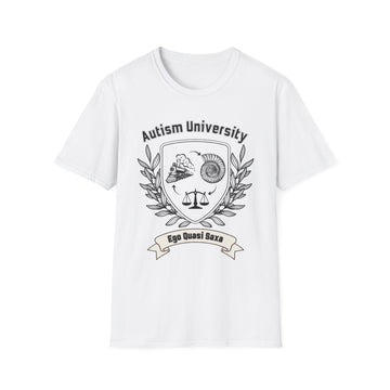 Autism University Crest T-Shirt — "Ego Quasi Saxa" Inspirational Awareness Tee