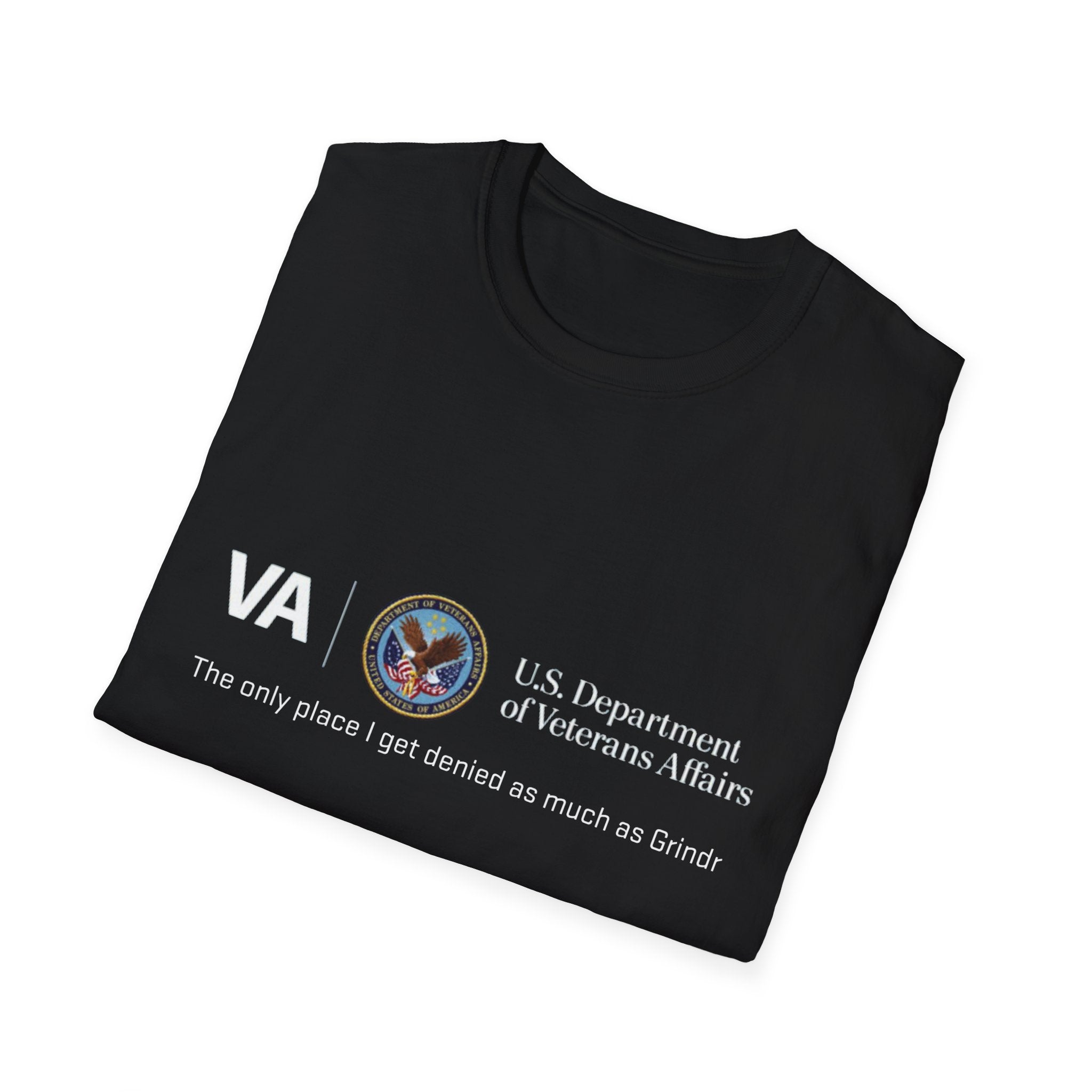 “Denied Like Grindr” Veteran T-Shirt – By VetClaims.AI